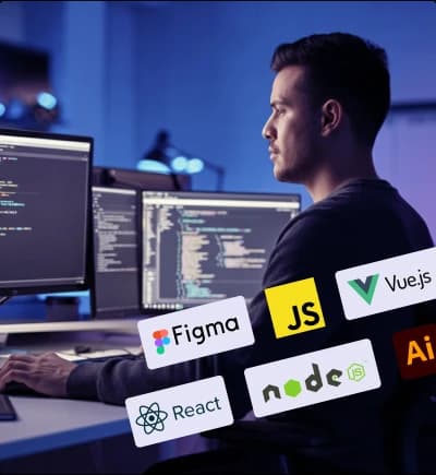 Specialist with technology icons